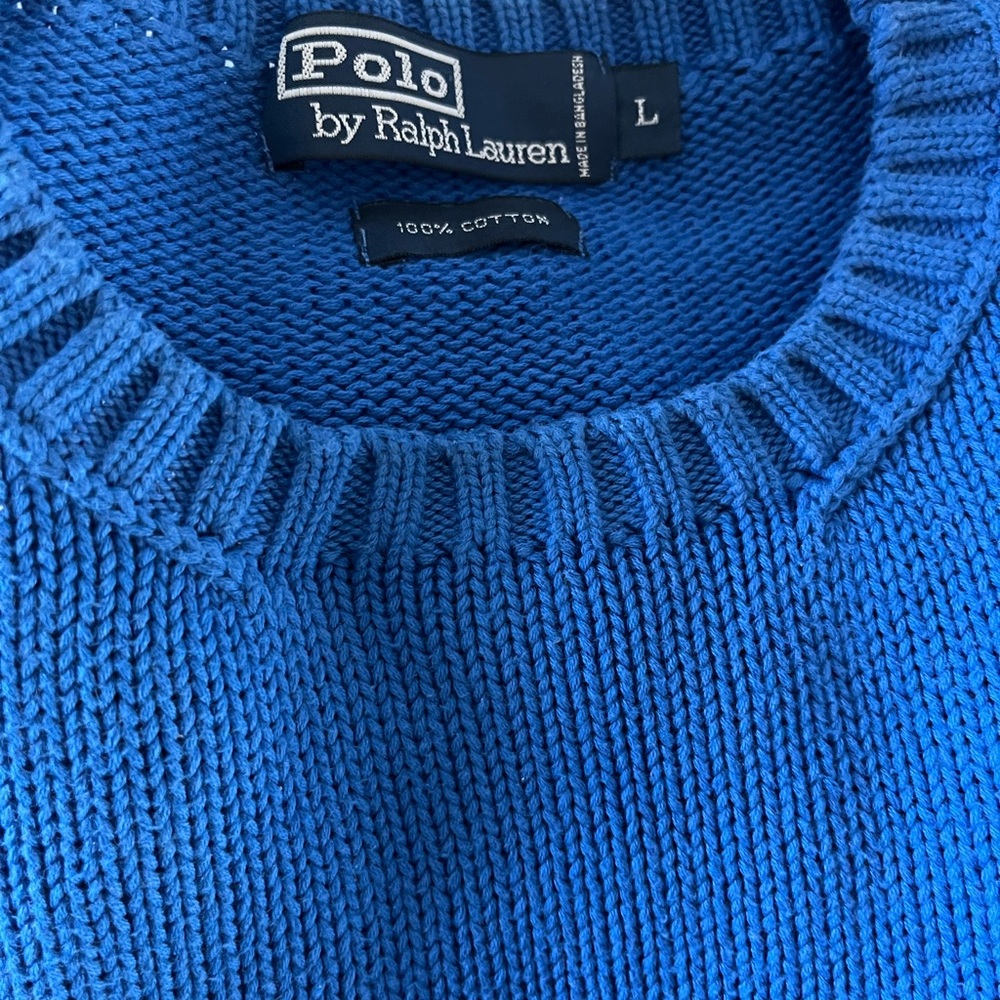 Polo by Ralph Lauren Men's Vibrant Blue Crewneck Sweater - Picture 2 of 3
